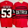 Men's Detroit Red Wings 53 Moritz Seider Red 2024-25 Reverse Retro Stitched Jersey