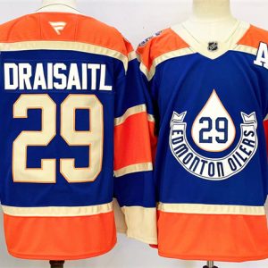 Men's Edmonton Oilers #29 Leon Draisaitl Royal 2024-25 With A Patch Heritage Classic Primegreen Stitched Jersey