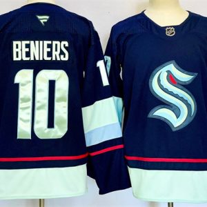 Men's Seattle Kraken #10 Matty Beniers Navy 2024-25 Home Stitched Hockey Jersey