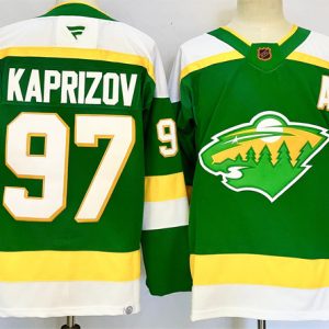 Men's Minnesota Wild #97 Kirill Kaprizov Green 2024-25 Alternate With A Patch Stitched Hockey Jersey