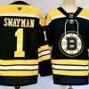 Men's Boston Bruins #1 Jeremy Swayman Black 2024-25 Home Stitched Hockey Jersey