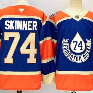 Men's Edmonton Oilers #74 Stuart Skinner Royal 2024-25 Heritage Classic Primegreen Stitched Jersey