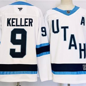 Men's Utah Hockey Club #9 Clayton Keller White Stitched Jersey