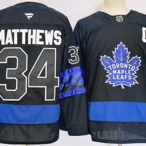 Men's Toronto Maple Leafs #34 Auston Matthews Black 2024-25 Stitched Jersey