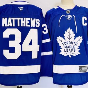 Men's Toronto Maple Leafs #34 Auston Matthews Blue 2024-25 Stitched Jersey