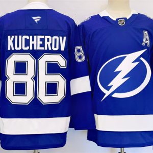Men's Tampa Bay Lightning #86 Nikita Kucherov 2024-25 Blue Stitched Jersey