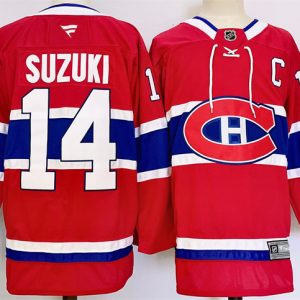 Men's Montreal Canadiens #14 Nick Suzuki Red 2024-25 Stitched Jersey