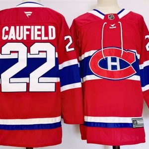 Men's Montreal Canadiens #22 Cole Caufield Red 2024-25 Stitched Jersey