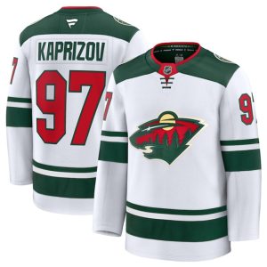 Men's Minnesota Wild #97 Kirill Kaprizov White 2024-25 Away Stitched Hockey Jersey