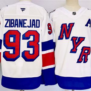 Men's New York Rangers #93 Mika Zibanejad White 2024-25 Stadium Series Stitched Jersey