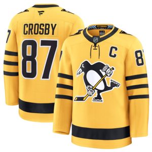 Men's Pittsburgh Penguins #87 Sidney Crosby Gold 2025 Alternate Stitched Hockey Jersey