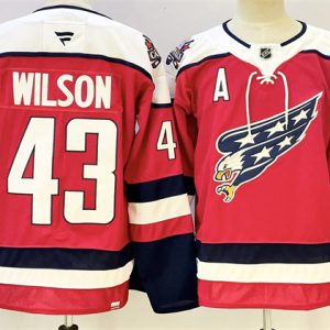 Men's Washington Capitals #43 Tom Wilson Red With A Patch Stitched Hockey Jersey