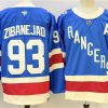 Men's New York Rangers #93 Mika Zibanejad Blue With A Patch Stitched Hockey Jersey