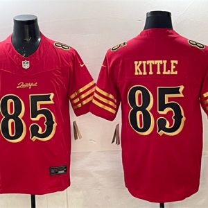 Men's San Francisco 49ers #85 George kittle Red Gold 2025 F.U.S.E. ?Rivalries? Vapor Limited Football Stitched Jersey