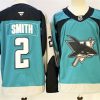 Men's San Jose Sharks #2 Will Smith Teal 2025 Alternate Stitched Hockey Jersey