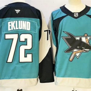 Men's San Jose Sharks #72 William Eklund Teal 2025 Alternate Stitched Hockey Jersey