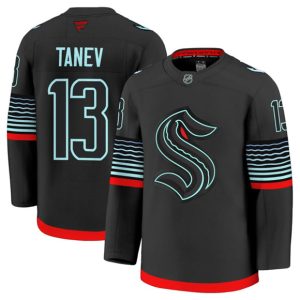 Men's Seattle Kraken #13 Brandon Tanev Black Alternate Stitched Hockey Jersey