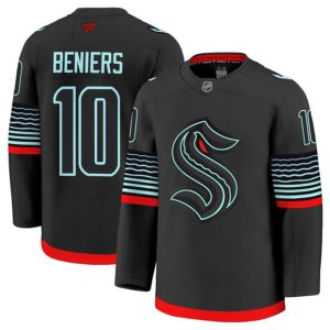Men's Seattle Kraken #10 Matty Beniers Black Alternate Stitched Hockey Jersey