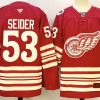 Men's Detroit Red Wings #53 Moritz Seider Red 2025-26 Centennial Premium Stitched Hockey Jersey
