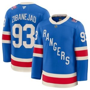 Men's New York Rangers #93 Mika Zibanejad Blue Centennial Stitched Hockey Jersey