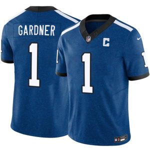 Men's Indianapolis Colts #1 Sauce Gardner Blue 2025 F.U.S.E. Throwback Vapor Limited Stitched Football Jersey