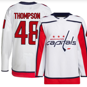 Men's Washington Capitals #48 Logan Thompson Authentic White Away Jersey
