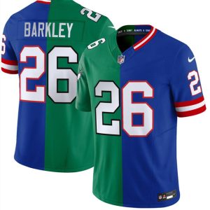 Men's Philadelphia Eagles x Giants #26 Saquon Barkley Green Royal Split F.U.S.E. Vapor Untouchable Limited Football Stitched Jersey