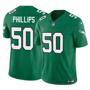Men's Philadelphia Eagles #50 Jaelan Phillips Kelly Green 2025 F.U.S.E. Vapor Untouchable Limited Throwback Football Stitched Jersey