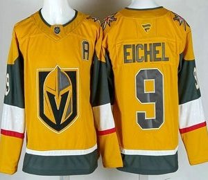 Men's Vegas Golden Knights #9 Jack Eichel Gold With A Patch Authentic Jersey