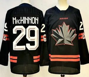 Men's Canada Hockey #29 Nathan MacKinnon Black Stitched Jersey
