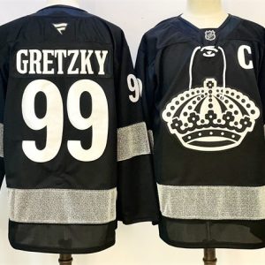 Men's Los Angeles Kings #99 Wayne Gretzky Black With C Patch Alternate Stitched Hockey Jersey