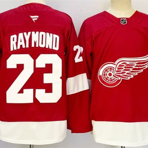 Men's Detroit Red Wings #23 Lucas Raymond Red 2024-25 Home Stitched Jersey