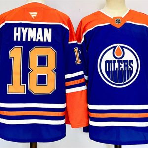 Men's Edmonton Oilers #18 Zach Hyman Royal 2024-25 Stitched Jersey