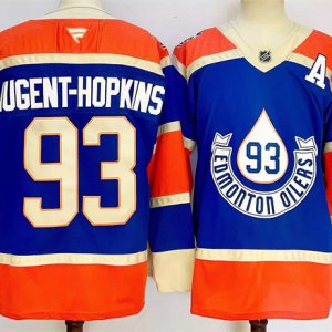Men's Edmonton Oilers #93 Ryan Nugent-Hopkins Royal 2024-25 With A Patch Heritage Classic Primegreen Stitched Jersey