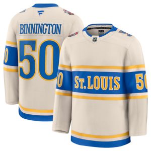 Men's St. Louis Blues #50 Jordan Binnington Cream 2024-25 Winter Classic Stitched Hockey Jersey
