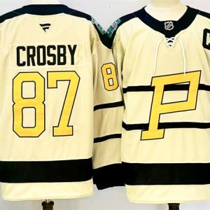 Men's Pittsburgh Penguins #87 Sidney Crosby Cream 2024-25 With C Patch Winter Classic Stitched Hockey Jersey