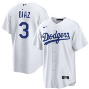 Men's Los Angeles Dodgers #3 Edwin D?az White Cool Base Stitched Baseball Jersey