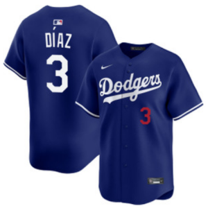 Men's Los Angeles Dodgers #3 Edwin D?az Royal Cool Base Stitched Baseball Jersey