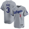 Men's Los Angeles Dodgers #3 Edwin D?az Grey Cool Base Stitched Baseball Jersey