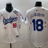 Men's Los Angeles Dodgers #18 ???? White 2025 World Series Patch Tokyo Series Limited Stitched Baseball Jersey