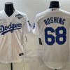 Men's Los Angeles Dodgers #68 Dalton Rushing White 2025 World Series Patch Cool Base Stitched Baseball Jersey