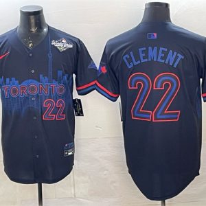 Men's Toronto Blue Jays #22 Ernie Clement Navy 2025 World Series City Connect Limited Stitched Baseball Jersey