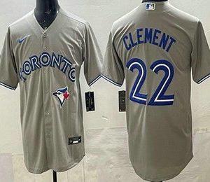 Men's Toronto Blue Jays #22 Ernie Clement Gray Cool Base Jersey