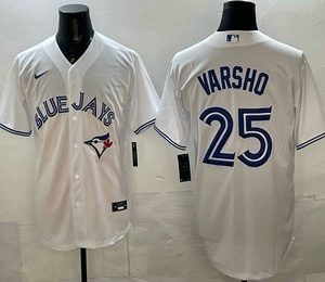 Men's Toronto Blue Jays #25 Daulton Varsho White Cool Base Jersey