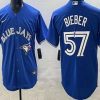 Men's Toronto Blue Jays #57 Shane Bieber Blue Cool Base Jersey