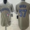 Men's Toronto Blue Jays #57 Shane Bieber Gray Cool Base Jersey