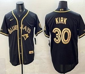 Men's Toronto Blue Jays #30 Alejandro Kirk Black Gold Limited Stitched Jersey