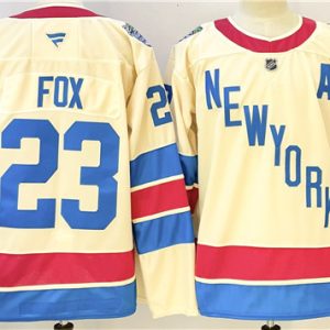 Men's New York Rangers #23 Adam Fox Beige 2025-26 Winter Classic With A Patch Stitched Hockey Jersey