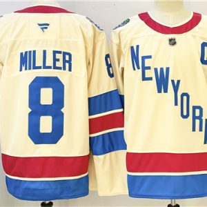 Men's New York Rangers #8 JT Miller Beige 2025-26 Winter Classic With C Patch Stitched Hockey Jersey