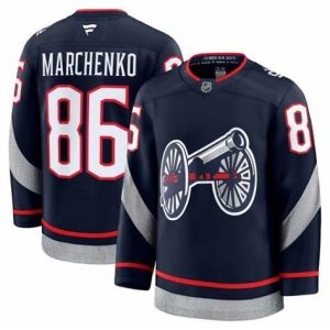 Men's Columbus Blue Jackets #86 Kirill Marchenko Navy 2024-25 Stitched Hockey Jersey